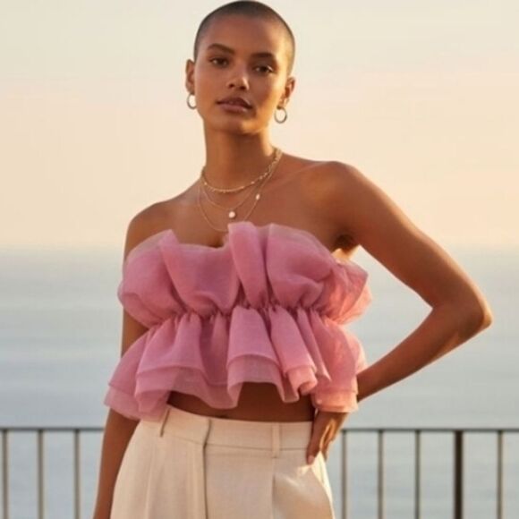 Zara Tops - NEW- Elegant Pink Strapless Women's Top